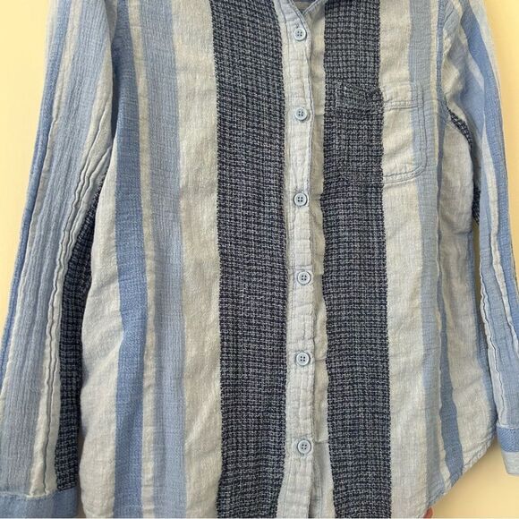 BeachLunchLounge Striped Chambray Cotton Linen Button Down Shirt Women's Small - Picture 6 of 7